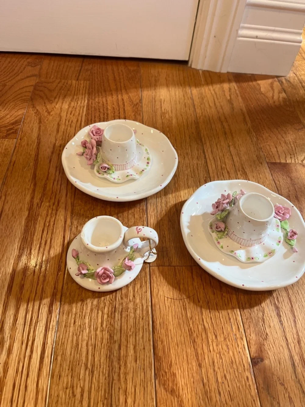 Hand & Heart ceramic children’s tea Set with Pink Rose Appliqués